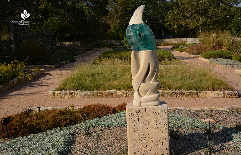 J.J. Priour Local Water and Light sculpture Habiturf demonstration bed Wildflower Center