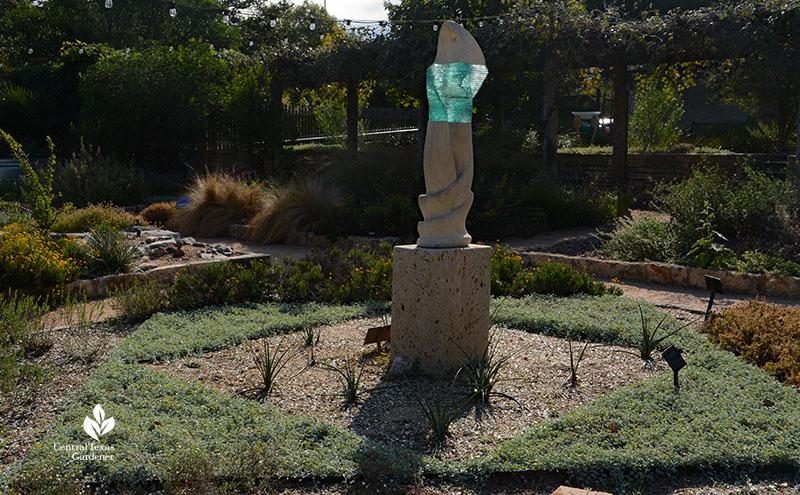 J.J. Priour glass and limestone sculpture demonstration garden Wildflower Center