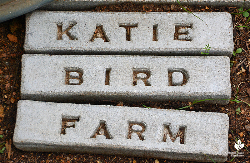 Katie Bird Farm stenciled bricks Julie Nelson Kay Angermann garden