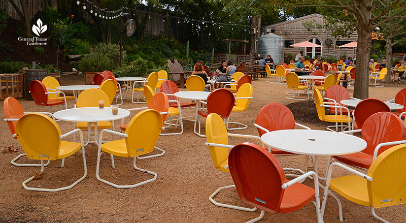 Outdoor patio rainwater cistern Cosmic Coffee + Beer Garden