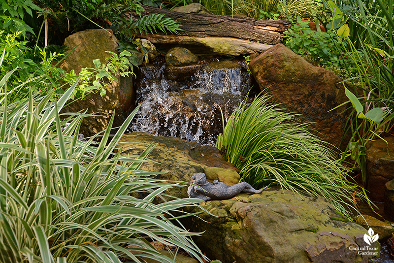 waterfall patio pond rock design Texas Ponds Cosmic Coffee + Beer Garden