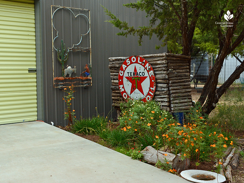 vintage Texaco sign garden art Julie Nelson Kay Angermann