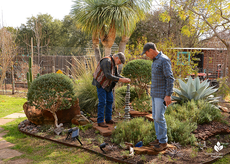 Berm well drained plants intricate rock sculpture John Dromgoole David Stalker Central Texas Gardener