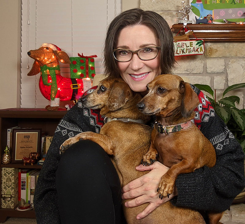 Daphne Richards with Augie doggie and Lulu Central Texas Gardener