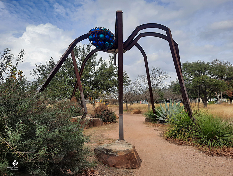 Arachnophillia Dixie Friend Gay spider sculpture native plants Central Texas Gardener