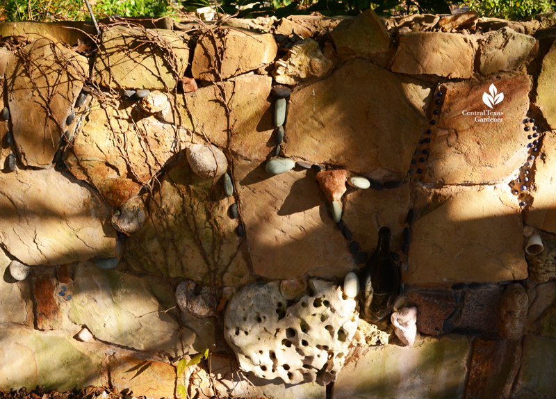 Karst limestone holey rock shells fossils folk art wall Jill Nokes Central Texas Gardener