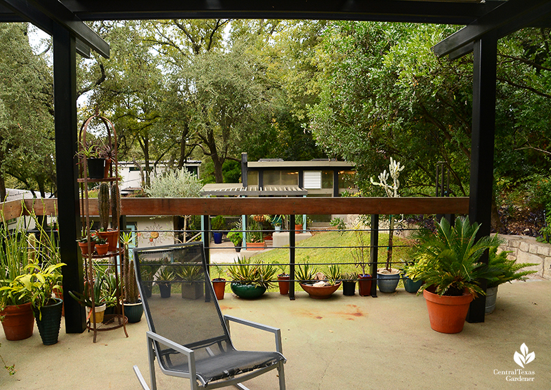 elevated backyard pavilion patio outdoor room design hard slope Harper Duhon Central Texas Gardener