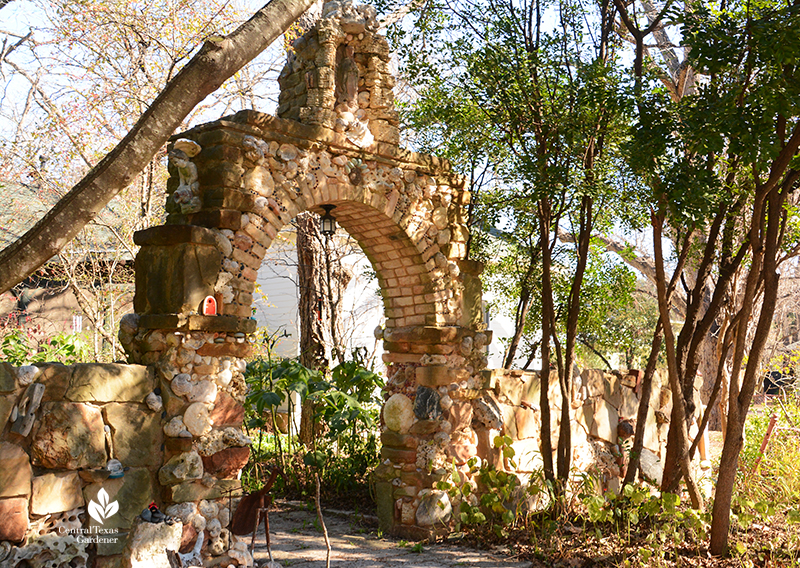folk art stone arch Jill Nokes garden Central Texas Gardener