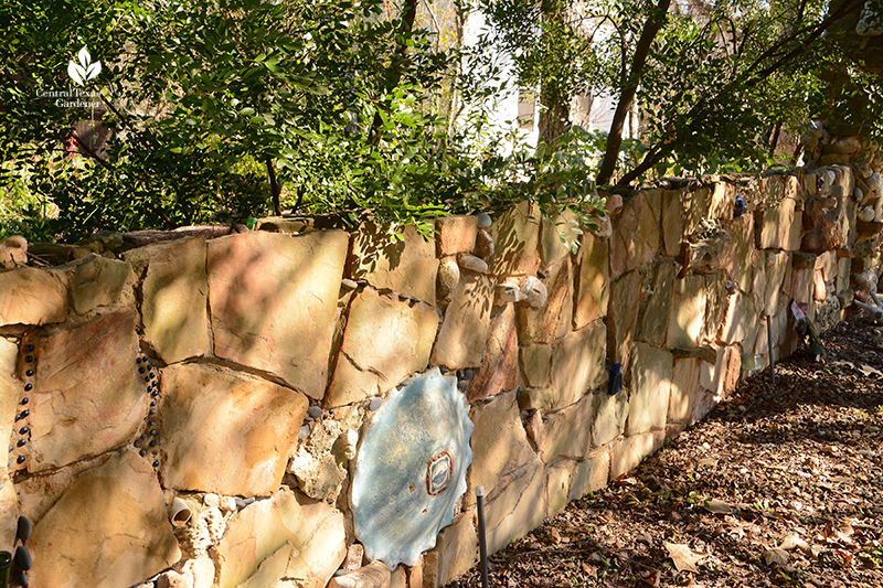 folk art stone wall Jill Nokes garden Central Texas Gardener