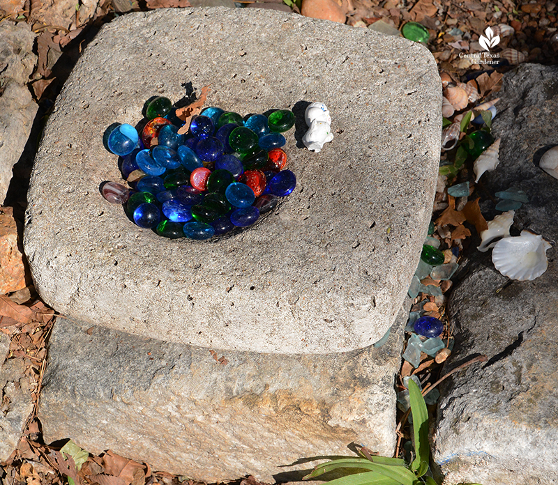 glass marbles trinkets swap Jill Nokes garden Central Texas Gardener