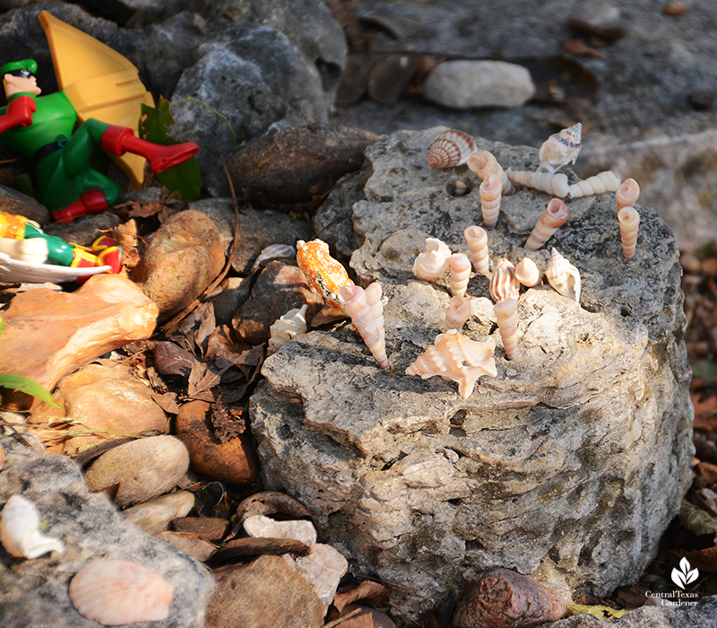 little seashells and toys curbside neighborhood trinket swap Jill Nokes Central Texas Gardener