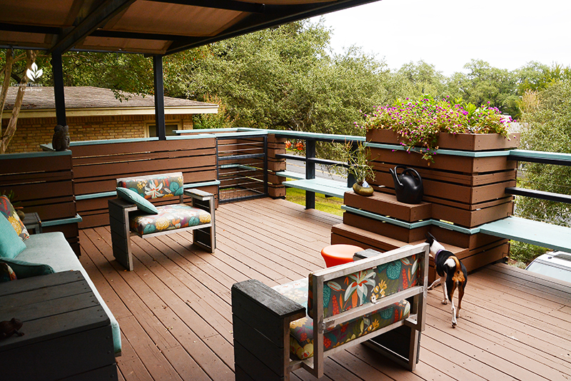 upstairs deck outdoor living Harper Dujon design Central Texas Gardener