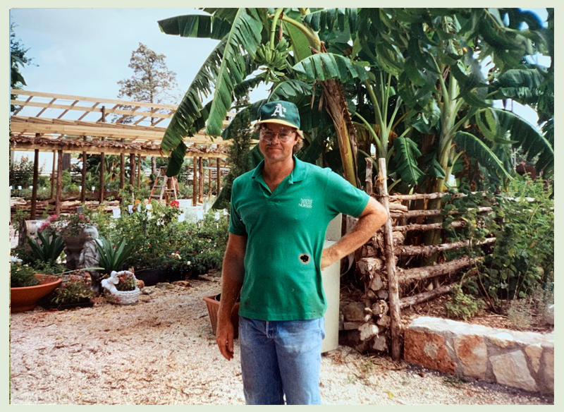 Conrad Bering staring Barton Springs Nursery Bee Caves Road 1990s photo by Bernardine and Conrad Bering 