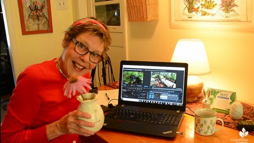 Central Texas Gardener producer Linda Lehmusvirta working from home during 2020 2021 pandemic