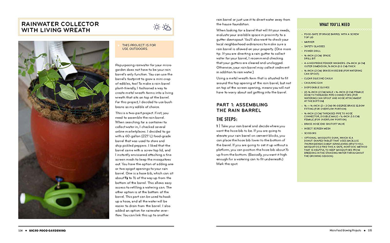 rain water collection design from Micro Food Gardening by Jen McGuinness Central Texas Gardener