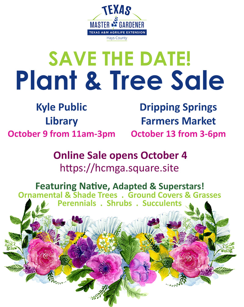 Hays County Master Gardener sale October 9 and October 13 