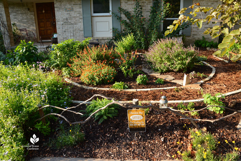 crape myrtle branch fence pollinator garden