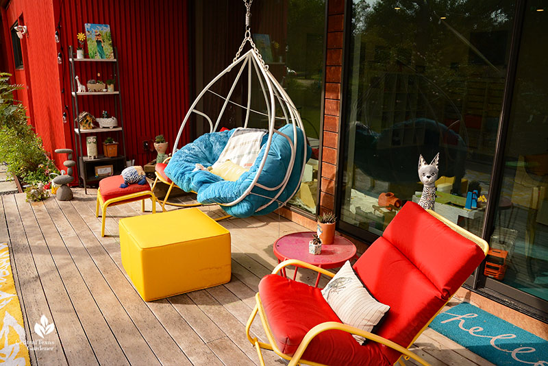 colorful chairs patio deck