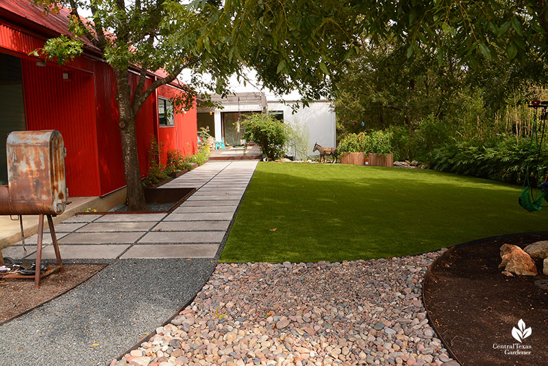 gravel to Lueders pavers artificial turf