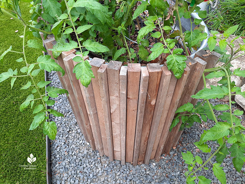 stock tank wrapped with wooden slats