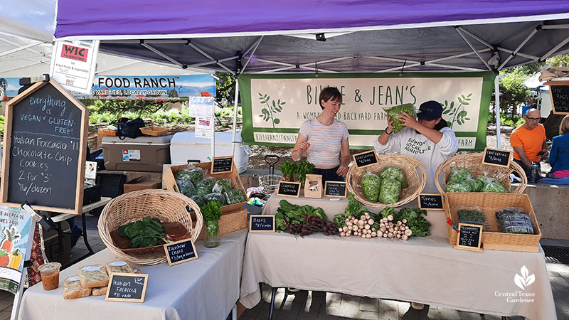 two woman at farm stand 