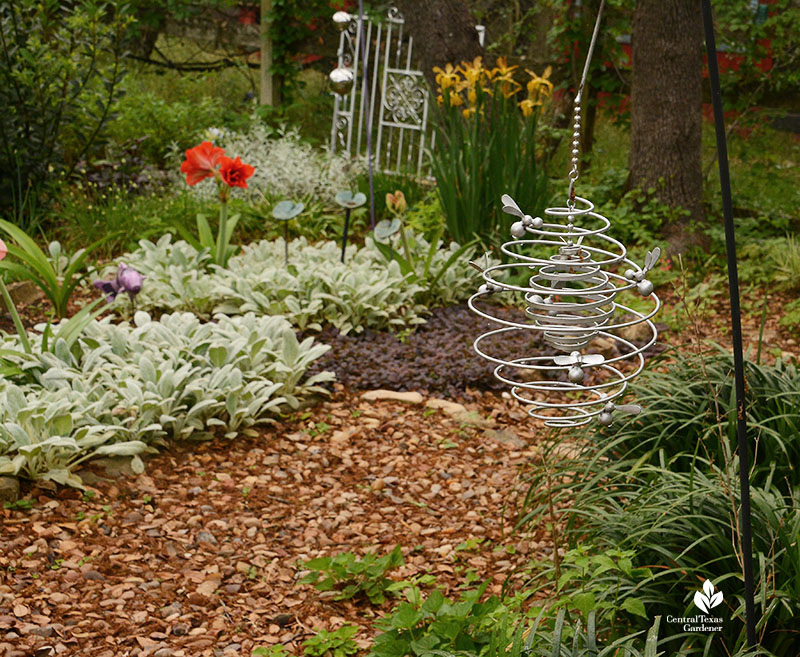 hanging silver spiral garden art 