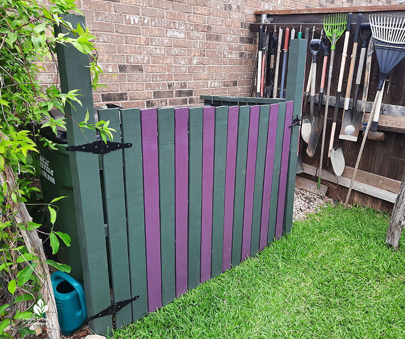 purple and sage green wooden slats
