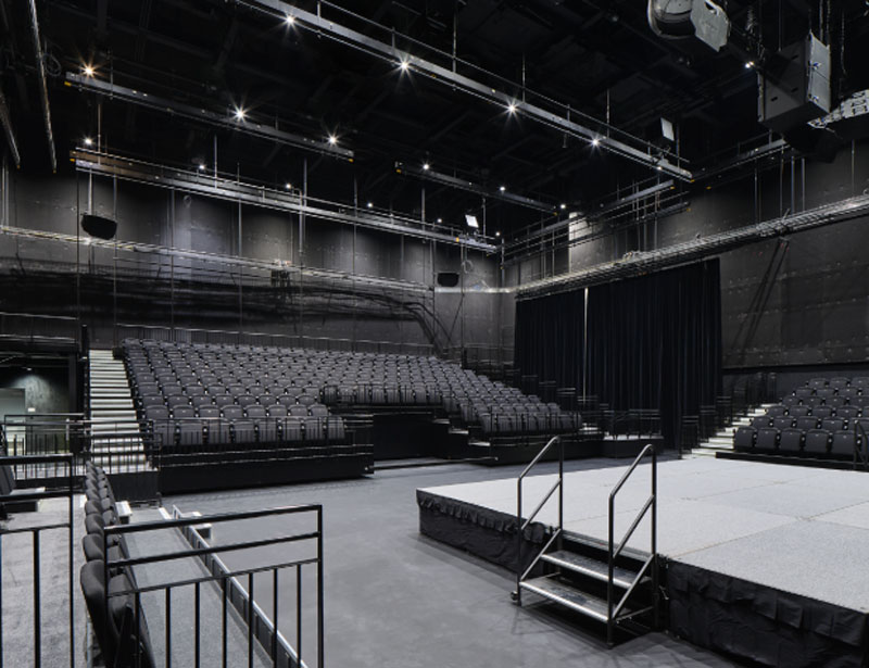 television studio platform stage bleacher seats and some lights