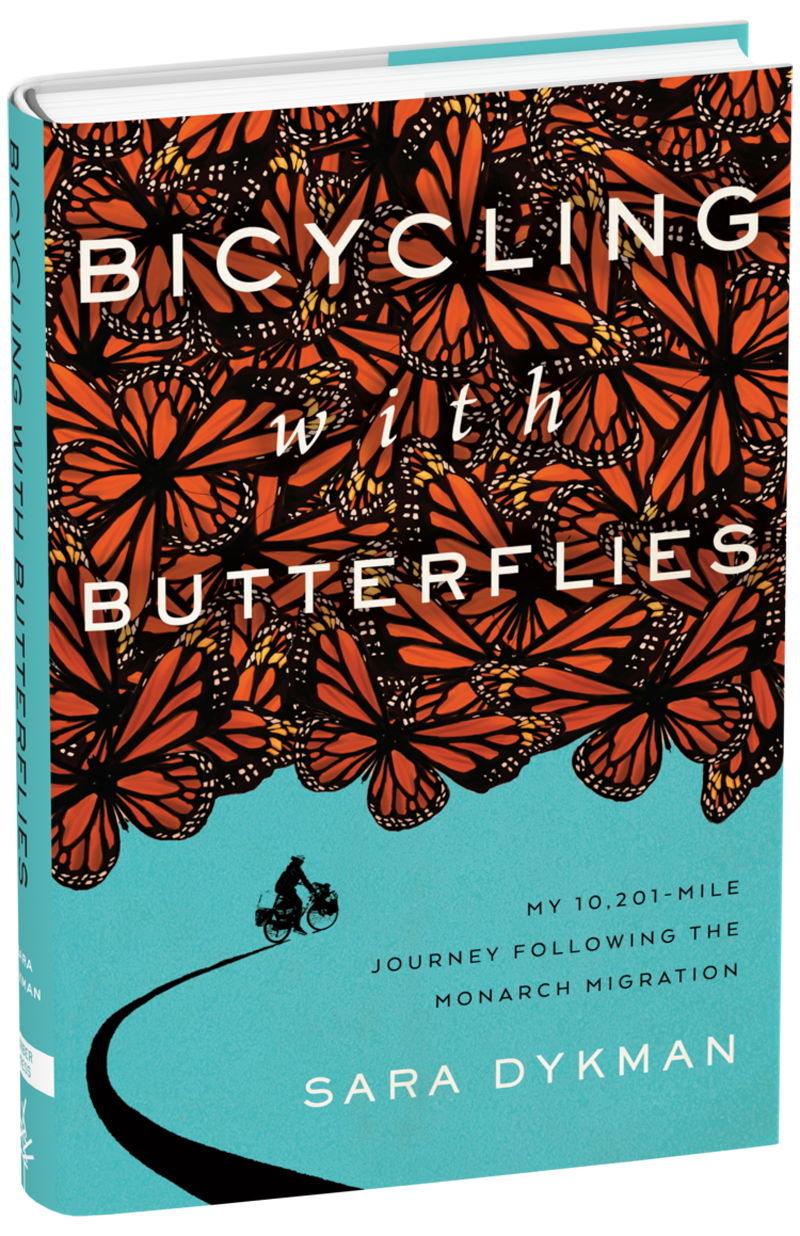 colorful book cover with text Bicycling with Butterflies