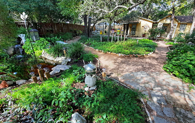 flagstone path to decomposed granite paths and little sheds