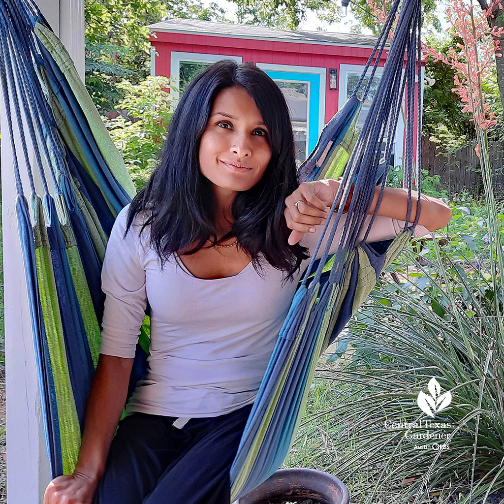 smiling woman in hammock