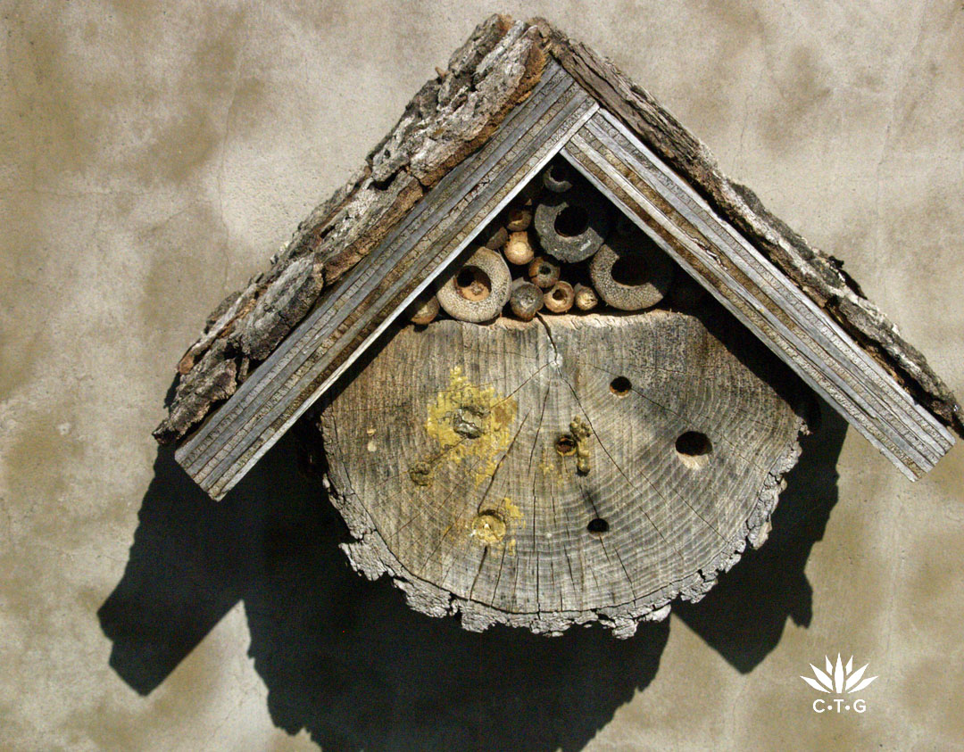 rustic looking insect hotel 