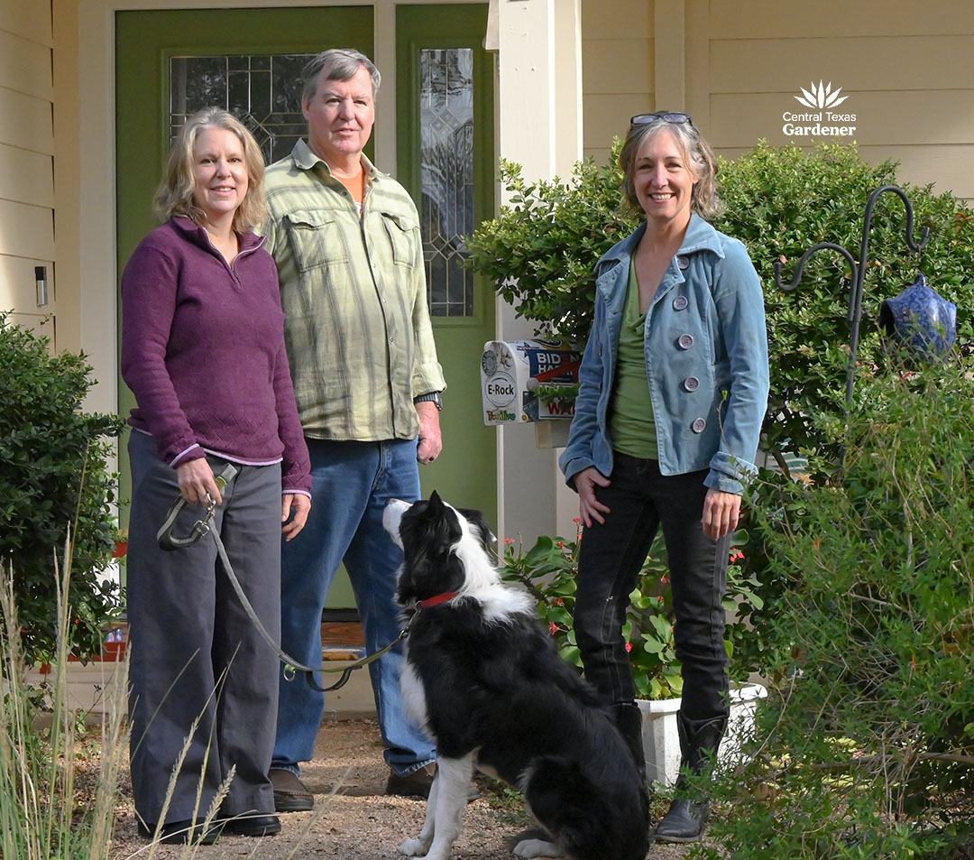 Jessica and Larry Morse with black and white dog meeting Paige 