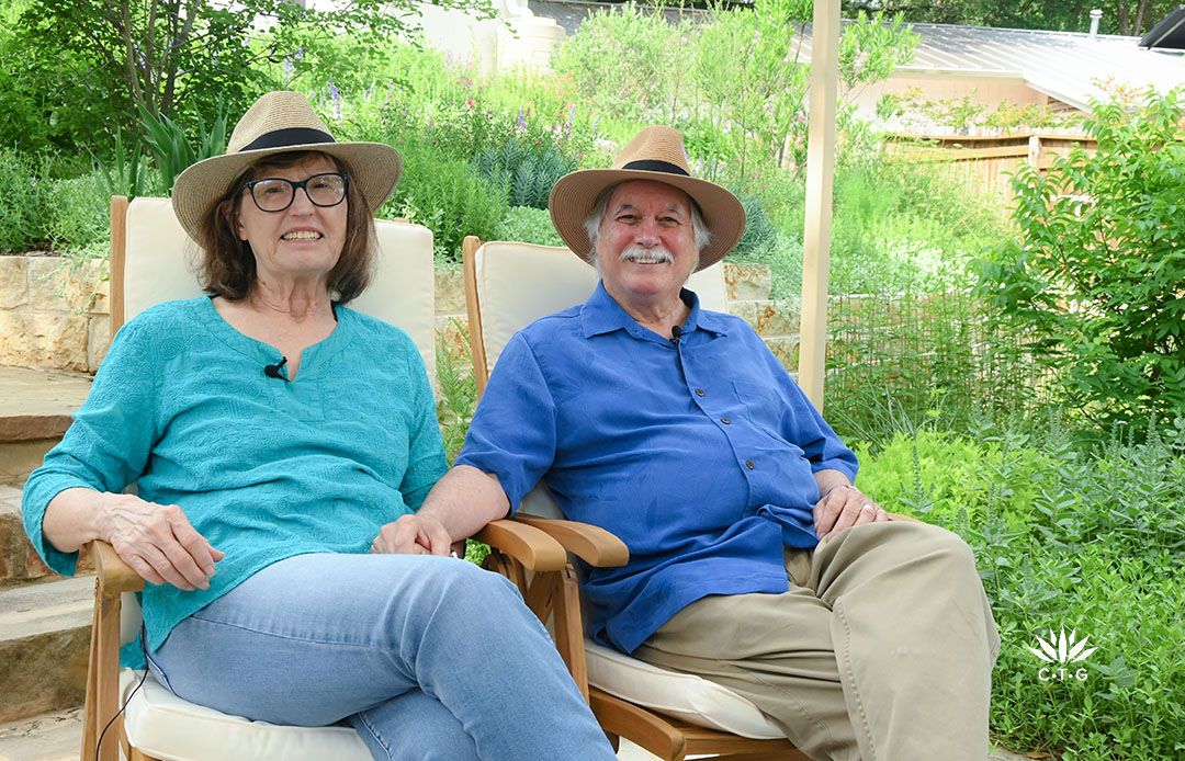 Jo and Roger in garden