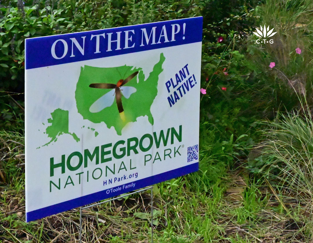 Homegrown National Park sign in yard